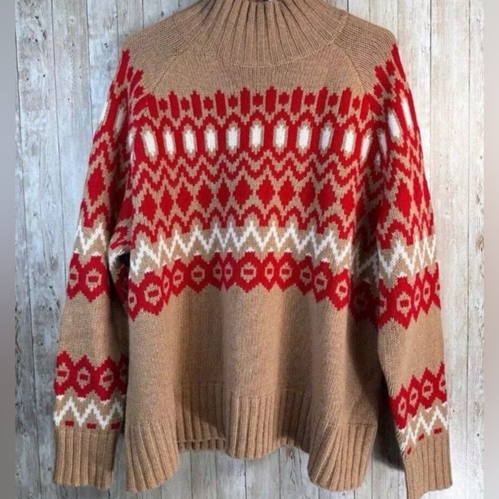 NWT EXQUISITE Vineyard Vines XS Red and Tan oversized SUPER SOFT Sweater♥️ - Picture 1 of 7
